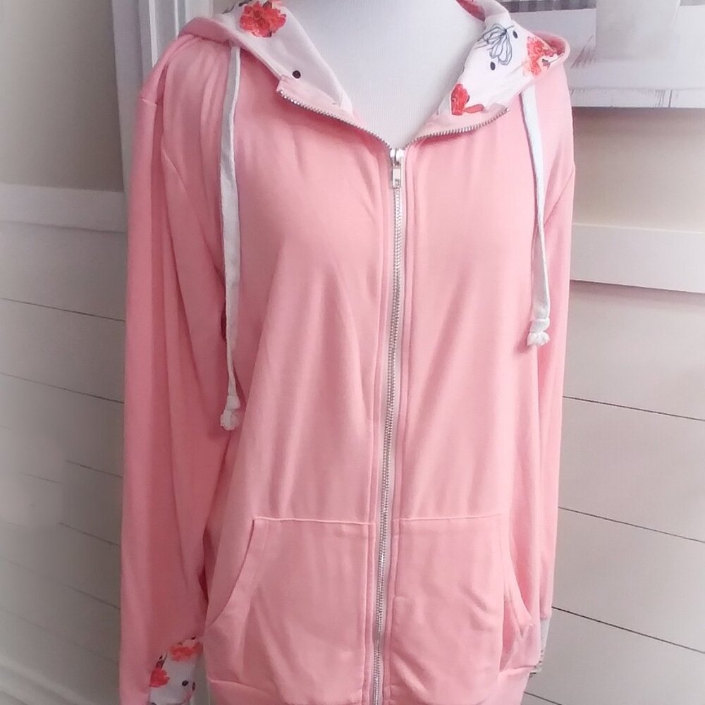 Zipper Sweatshirt, Pink, Size Medium